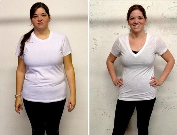 Girl before and after losing weight.